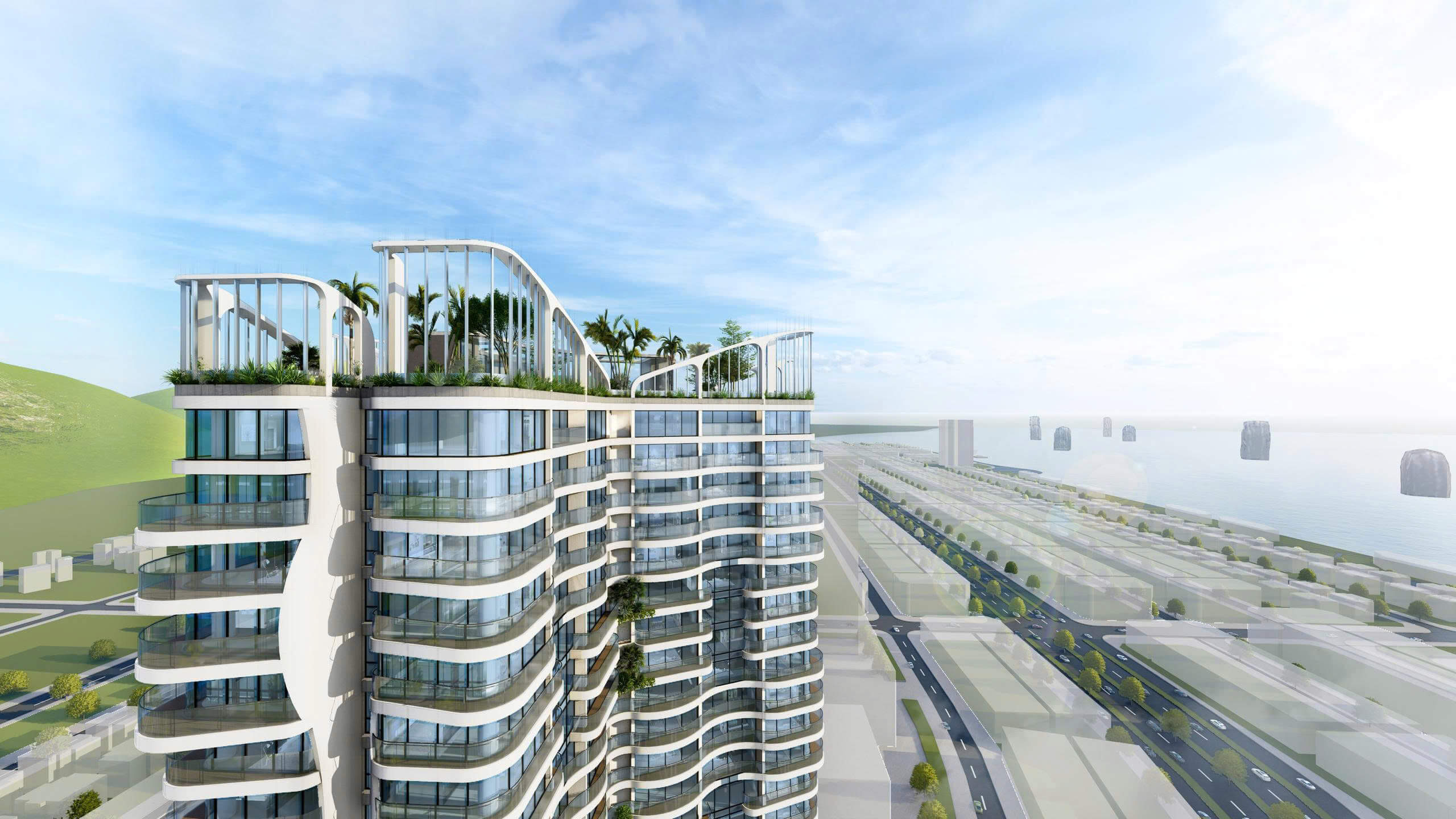Phối cănh toà Vân Bay Phương Đông Vân Đồn