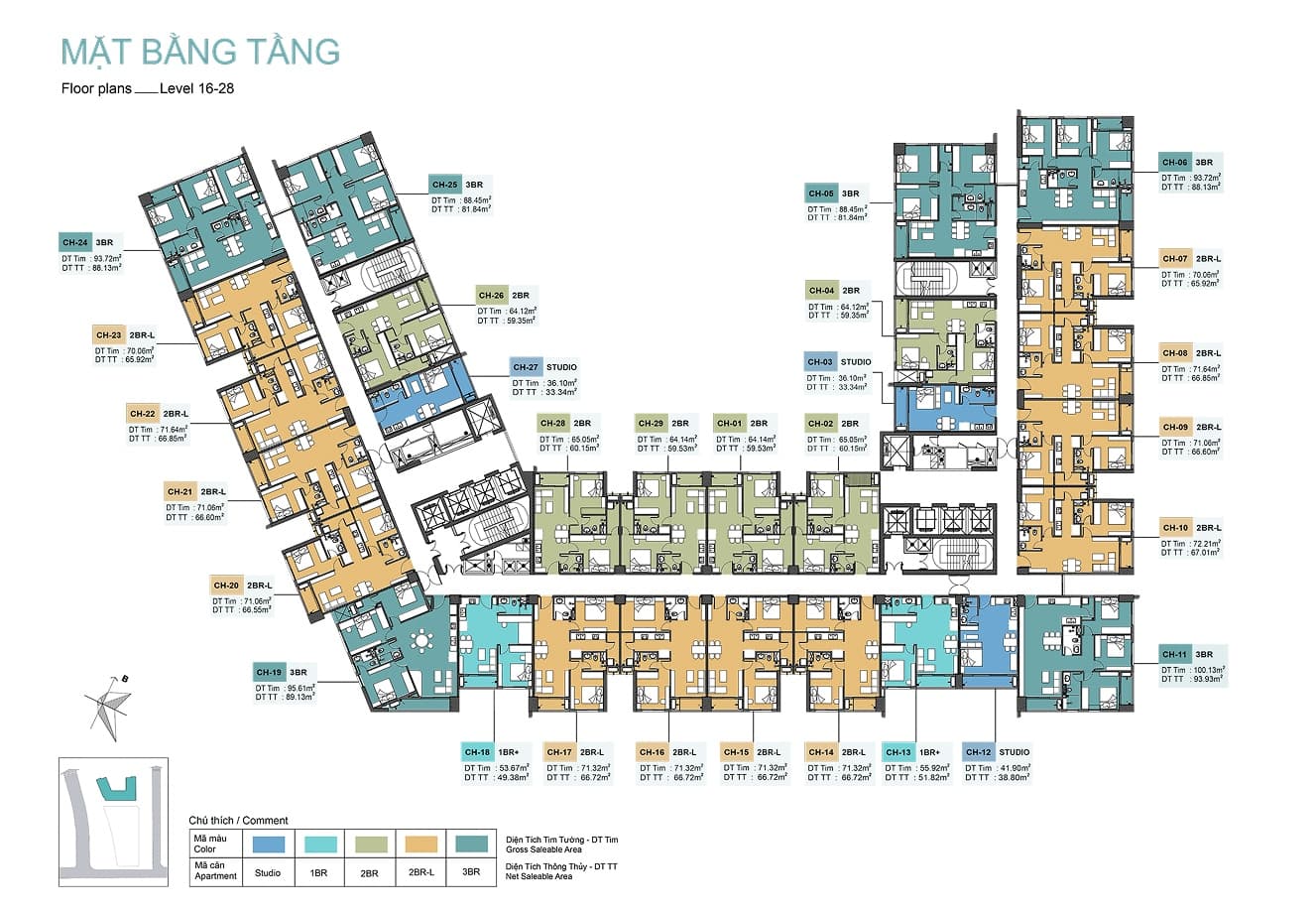 Mặt bằng điển hình tại dự án căn hộ cao cấp Mangala Complex